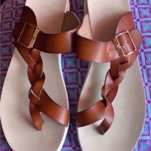 Elegant Tan Braided Women's Sandals